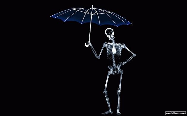 X-ray man with umbrella